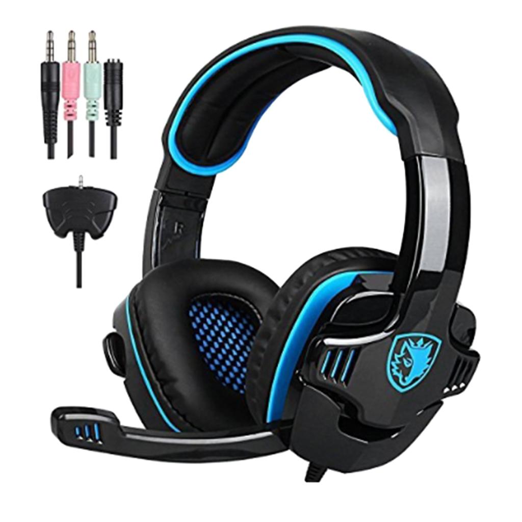 Universal 3.5mm Headset Earphone Headphone Adjustable Headhand New Blue