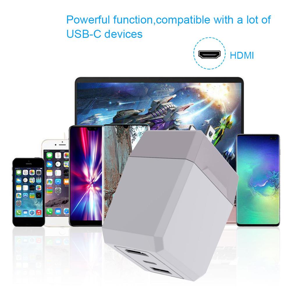 Travel US Plug AC Power Adapter HDMI USB3.0 USB-C Socket w/ Type-c Cable