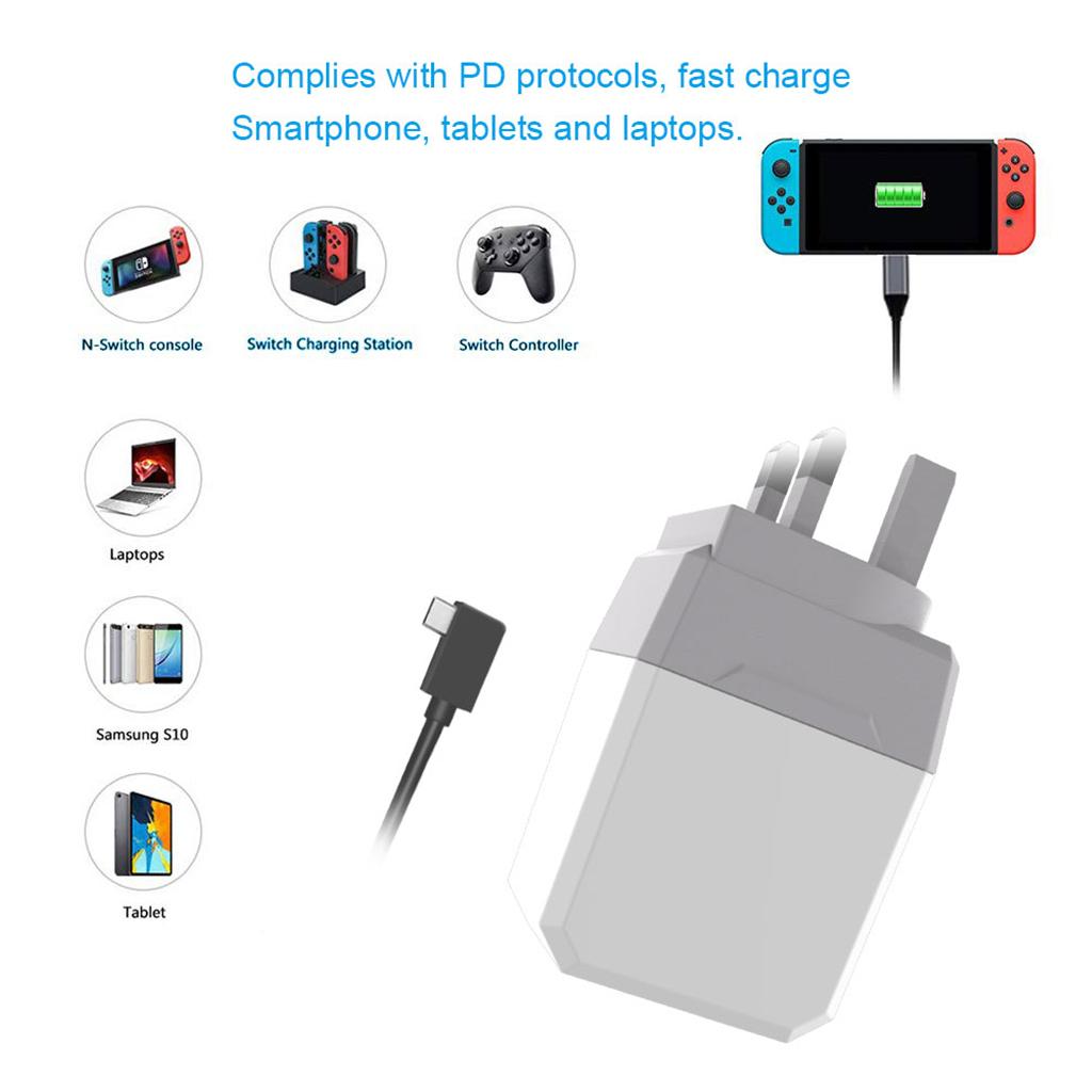 3 in 1 UK Plug AC Power Adapter HDMI USB 3.0 USB-C for Nintendo Switch