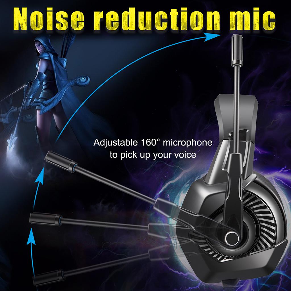 Gaming Headset with Microphone RGB Colorful LED Headphone for PS4 Red
