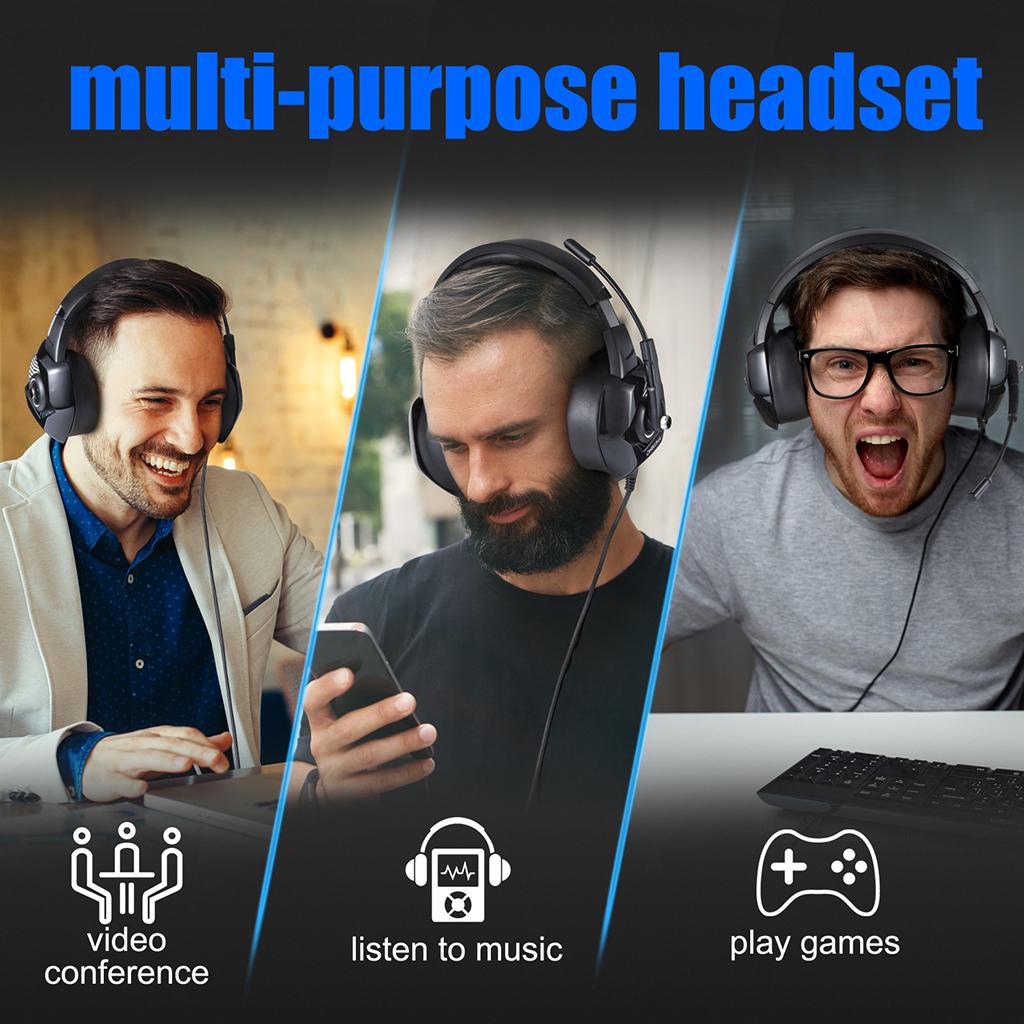 Gaming Headset with Microphone RGB Colorful LED Headphone for PS4 Red