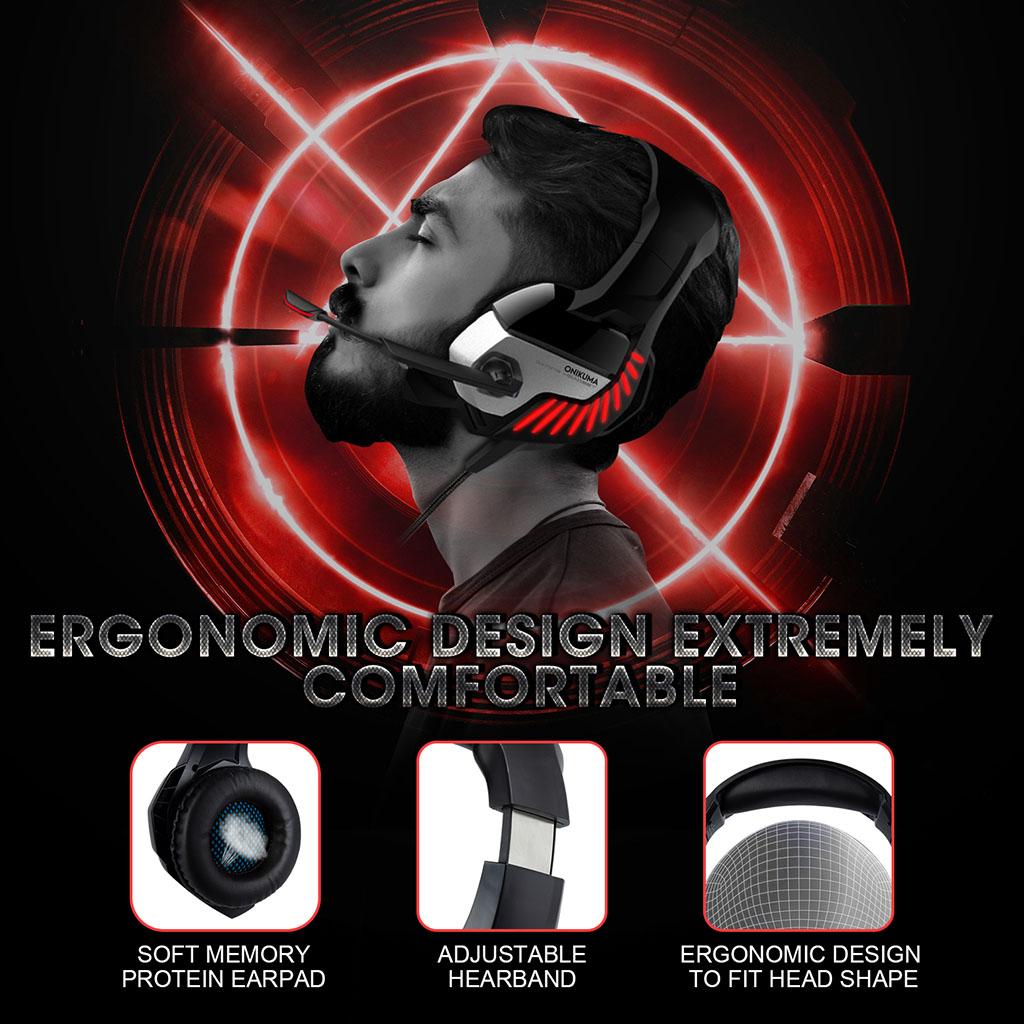 Wired 3.5mm Headphone Universal Gaming Headset Earpiece with Microphone Red