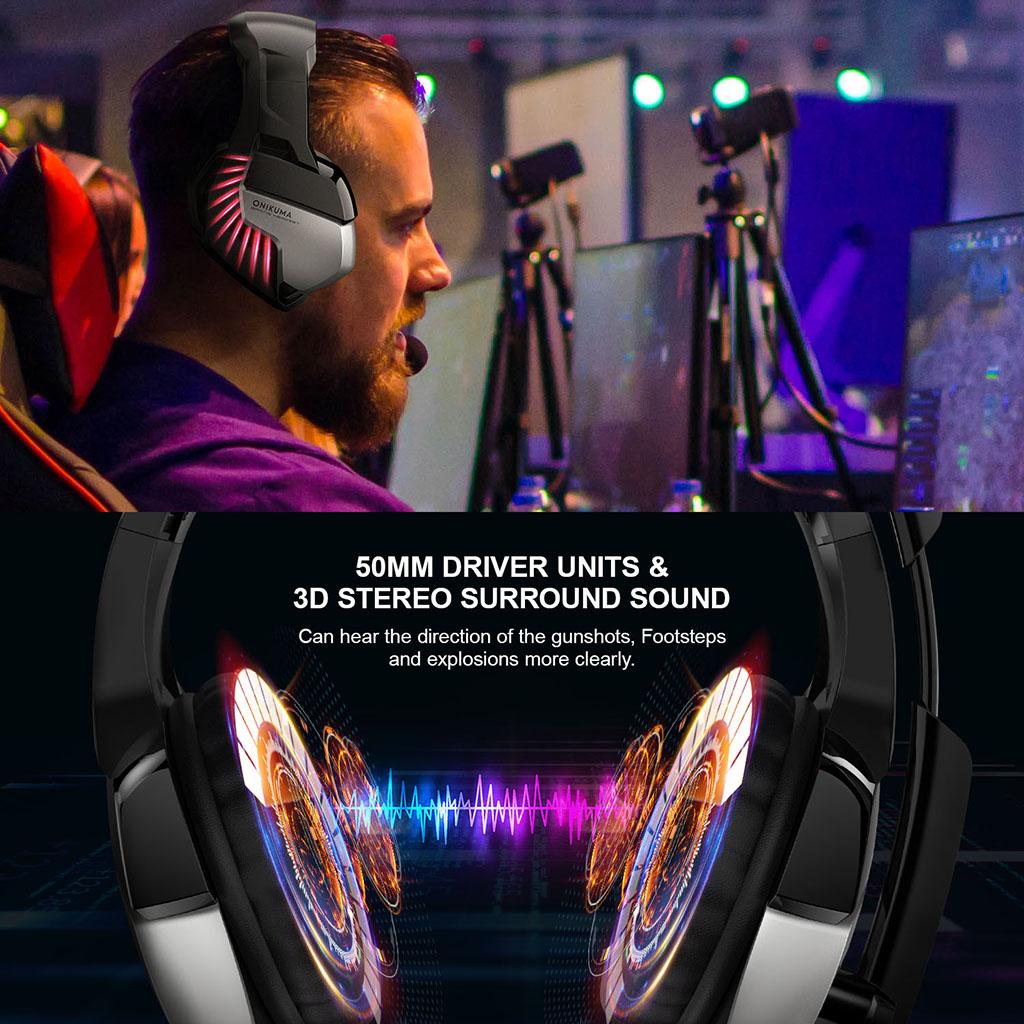 Wired 3.5mm Headphone Universal Gaming Headset Earpiece with Microphone Red