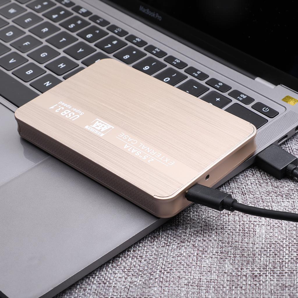 SATA Portable External Hard Drive HDD Ultra-Slim TYPE-C Interface Golden 2T