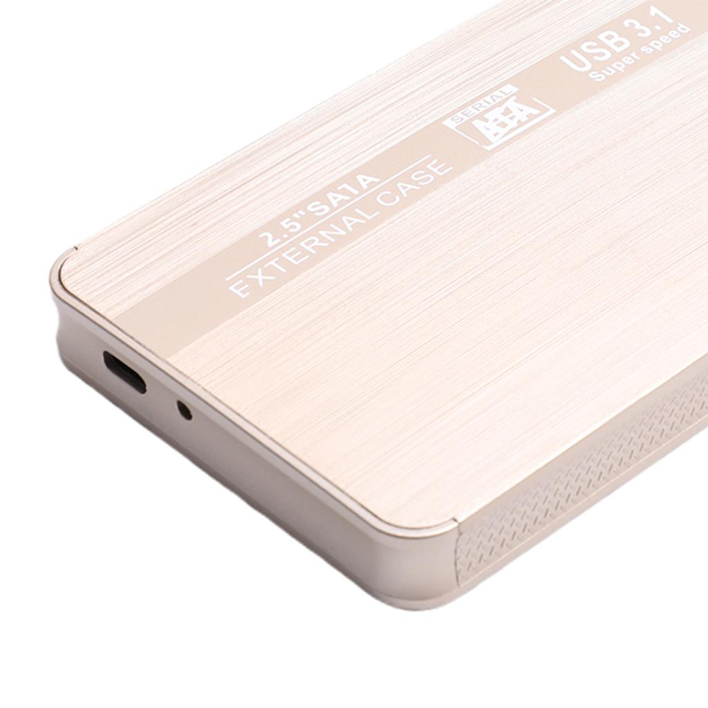 SATA Portable External Hard Drive HDD Ultra-Slim TYPE-C Interface Golden 2T