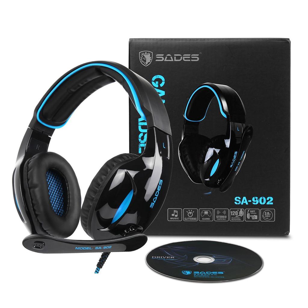 Universal Sades7.1 Stereo Headsets Surround Sound Gaming headphones MIC Blue