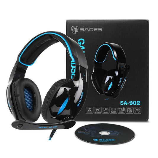 Universal Sades7.1 Stereo Headsets Surround Sound Gaming headphones MIC Blue