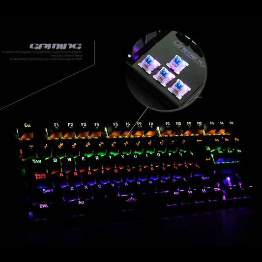 K28 Backlit Mechanical Keyboard Colorful LED USB Wired Game Keyboard  Silver