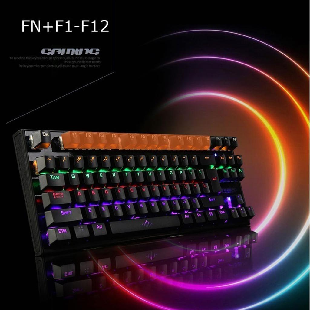 K28 Backlit Mechanical Keyboard Colorful LED USB Wired Game Keyboard  Silver