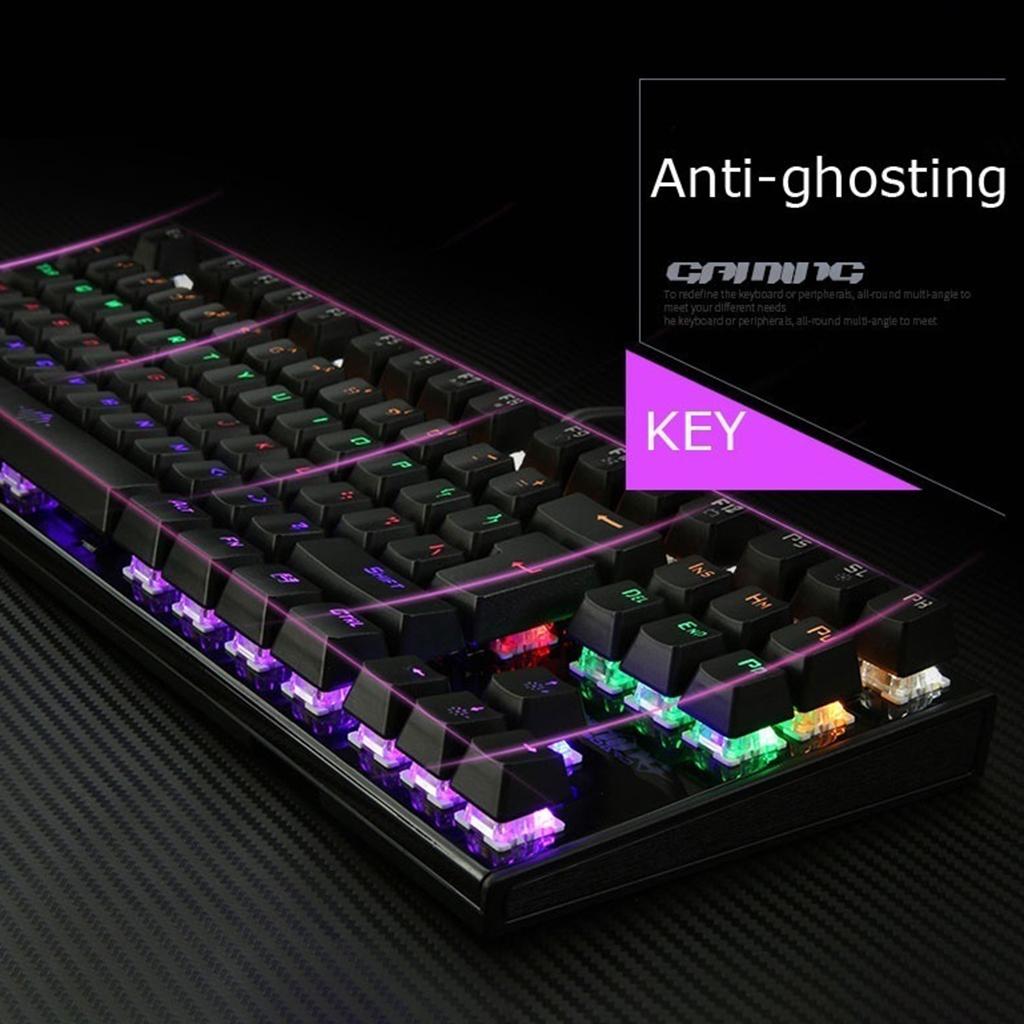 K28 Backlit Mechanical Keyboard Colorful LED USB Wired Game Keyboard  Silver
