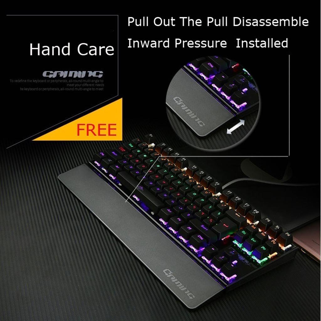 K28 Backlit Mechanical Keyboard Colorful LED USB Wired Game Keyboard  Silver