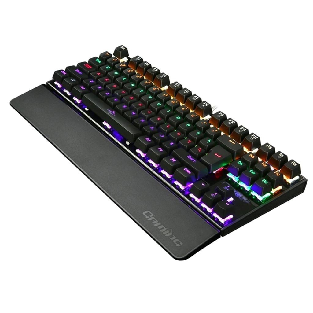 K28 Backlit Mechanical Keyboard Colorful LED USB Wired Game Keyboard  Silver