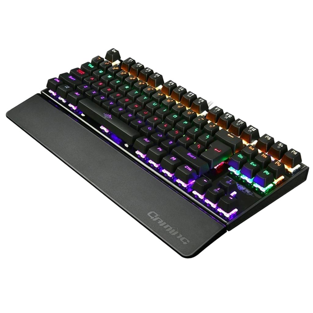 K28 Backlit Mechanical Keyboard Colorful LED USB Wired Game Keyboard  Silver