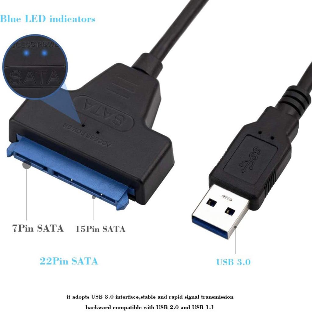 High Speed USB 3.0 to SATA 22 Pin Cable 2.5 "Hard Drive Adapter Compatible