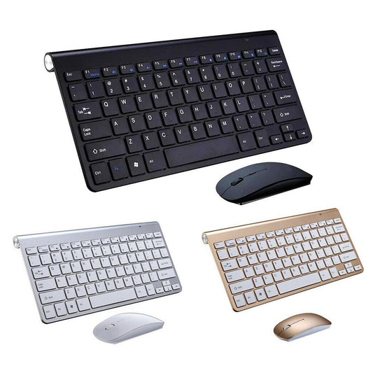 Mini Wireless Keyboard Mouse Set Waterproof 2.4G for Mac PC Laptop Golden