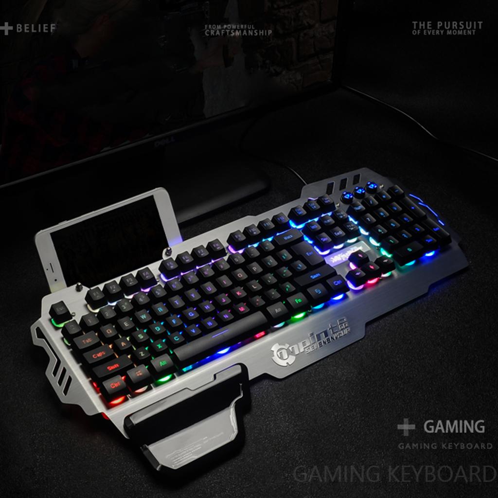 PK-900 Gaming Keyboard Backlight w/Mobile Phone Stand Holder for Laptop PC