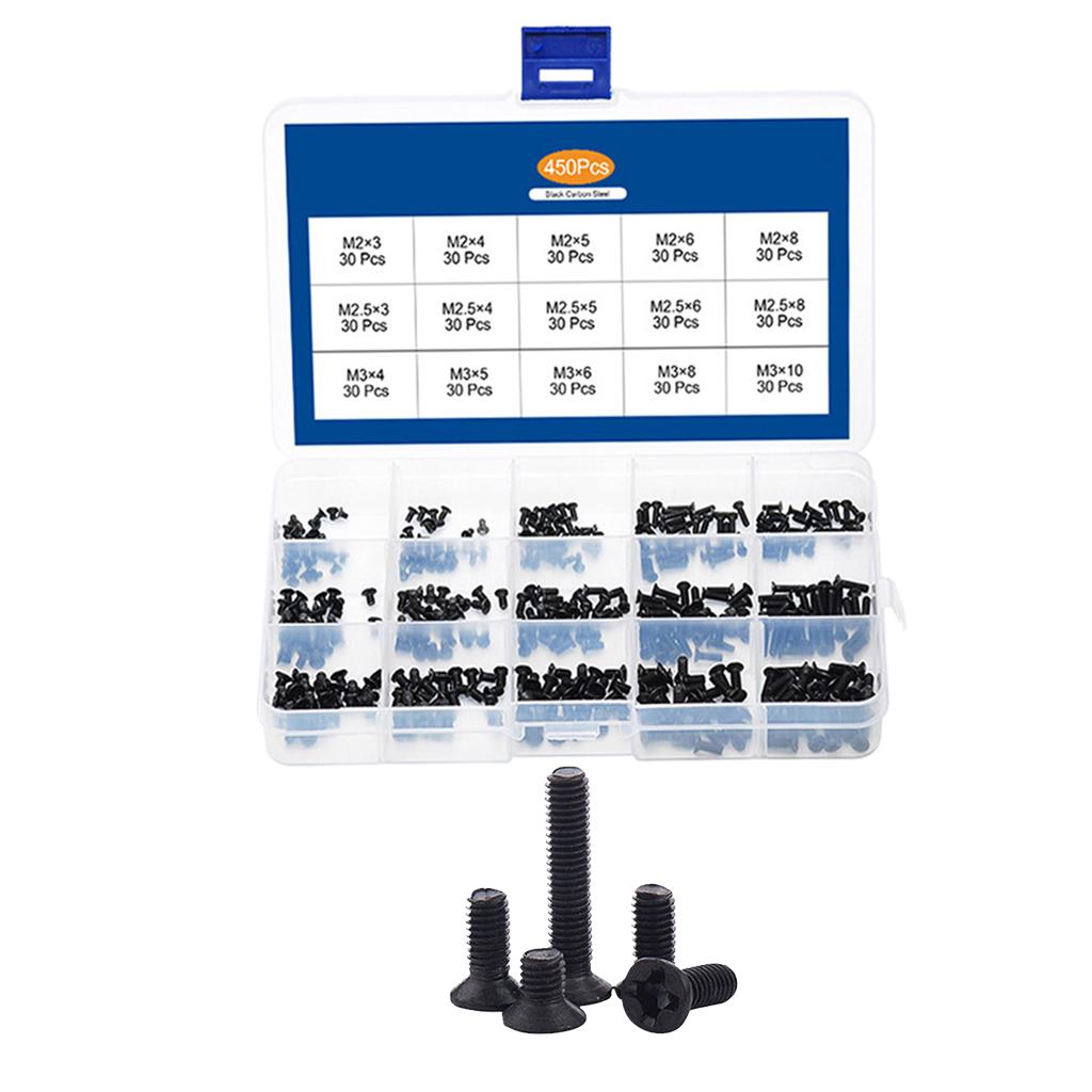 Laptop screws 450 pcs set 15 sizes M2 M2.5 M3 with storage box