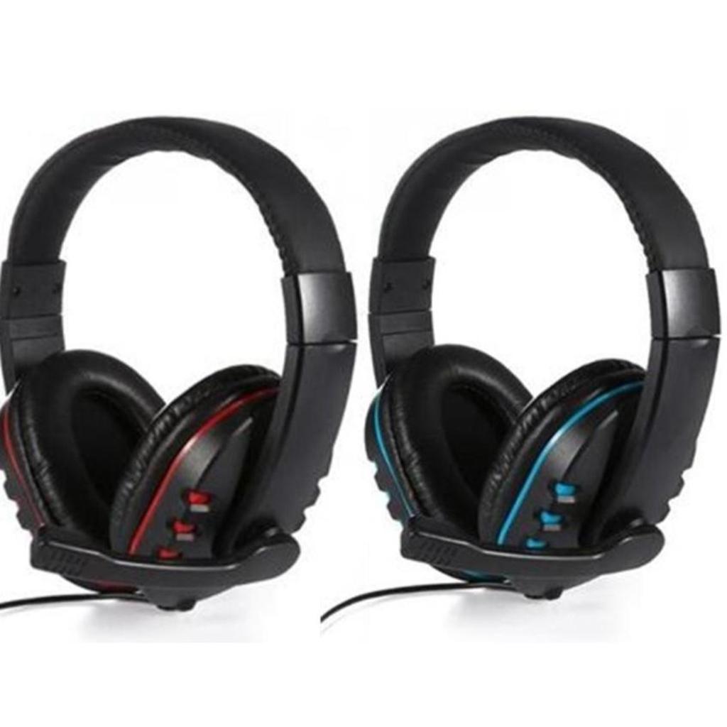 Wired 3.5mm Jack Stereo Headset Headphone Adjustable Microphone Speaker Blue
