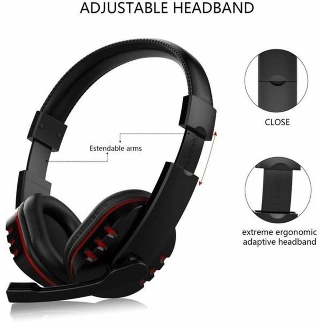 Wired 3.5mm Jack Stereo Headset Headphone Adjustable Microphone Speaker Blue