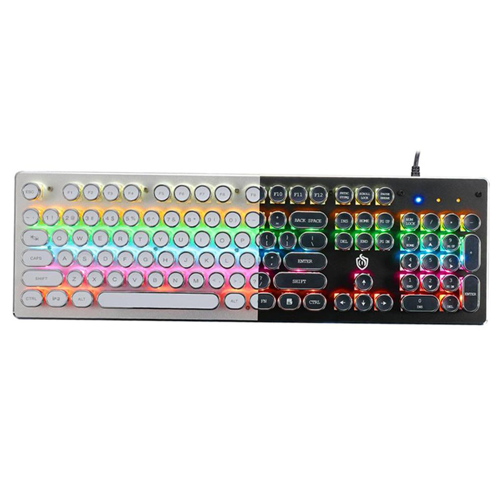 USB Wired LED Backlit Ergonomic Gamer Keyboard For PC Laptop White