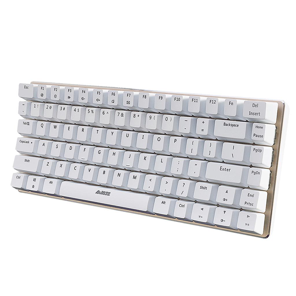 AJAZZ Mechanical Keyboard Portable 82 Keys Blue Switches-White-No Light