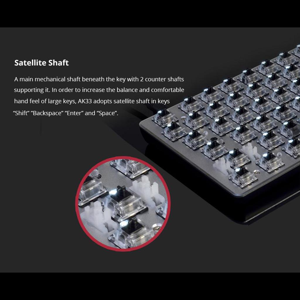 AJAZZ Mechanical Keyboard Portable 82 Keys Black Switches-Black-White Light