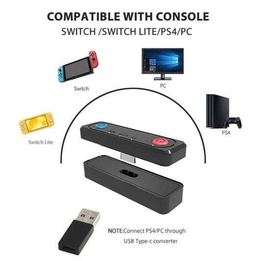 Bluetooth Transmitter for Nintendo Switch/Switch Lite/PS4/PC  Blue red
