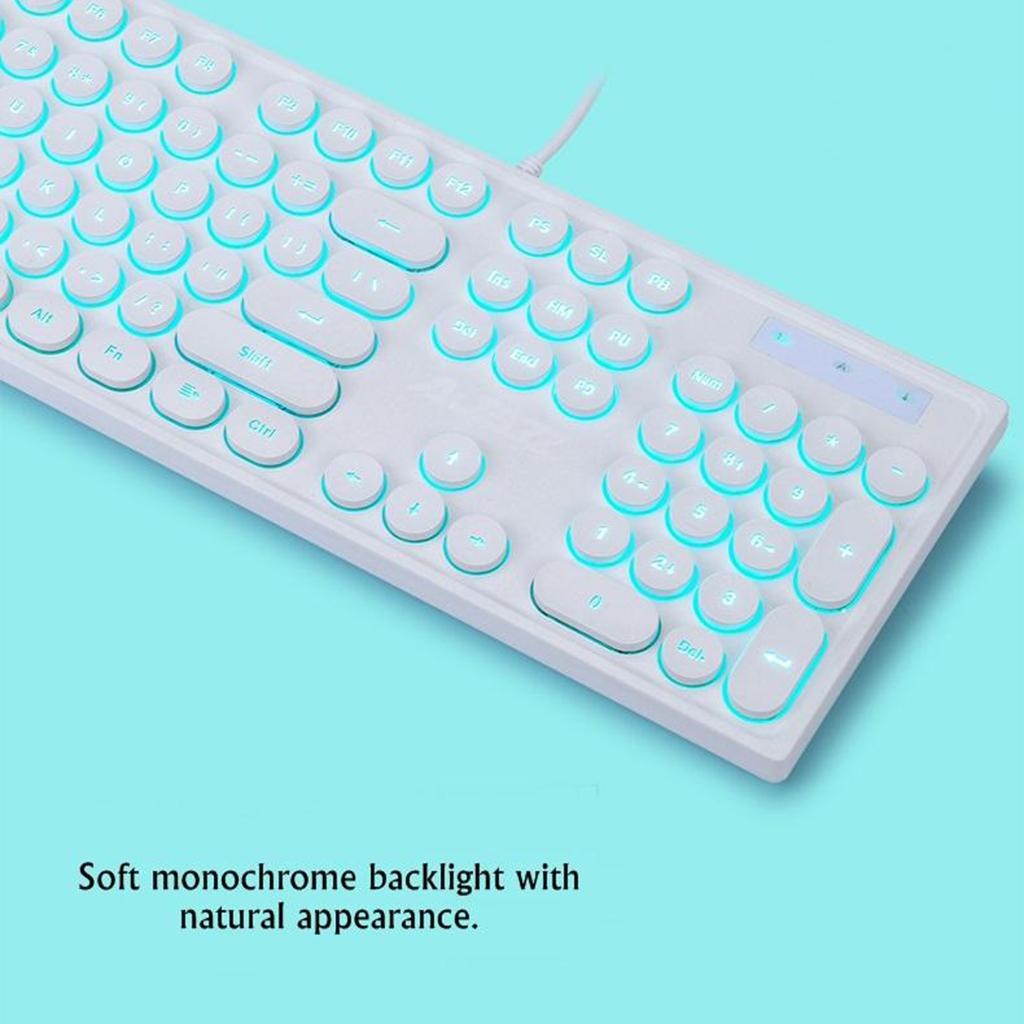Ajazz AK325 Gaming Keyboard Backlit Wired Retro Keyboard 104 Keys White