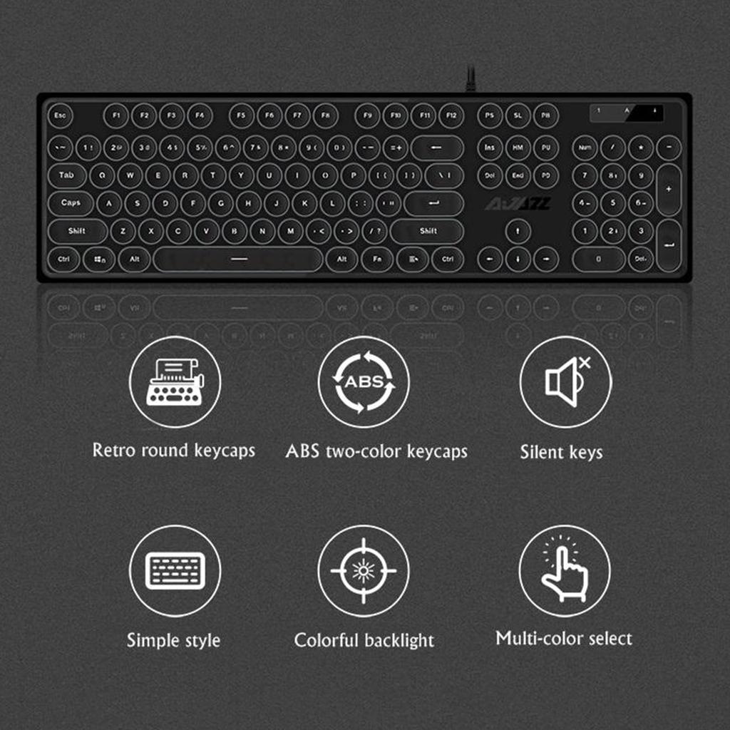 Ajazz AK325 Gaming Keyboard Backlit Wired Retro Keyboard 104 Keys White
