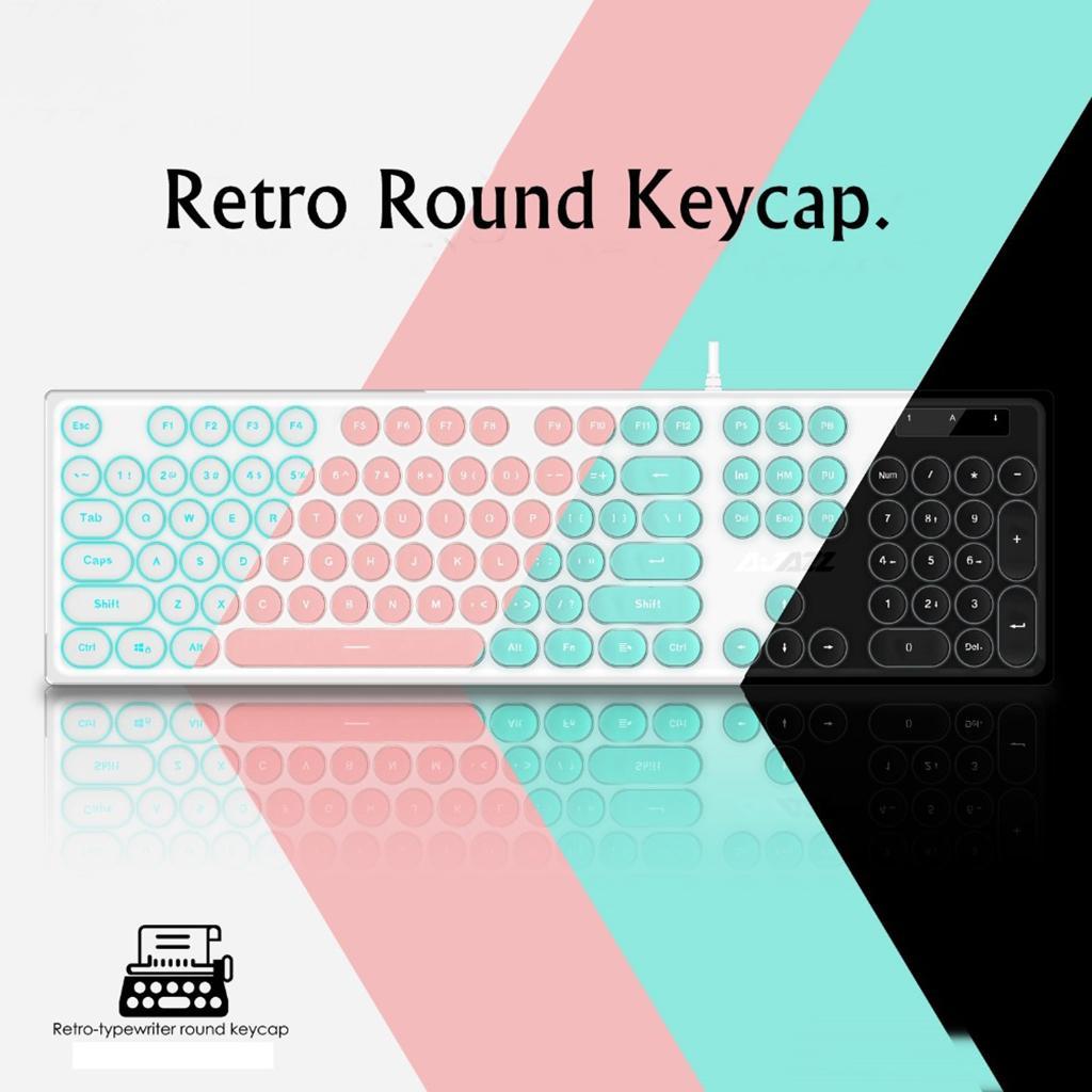 Ajazz AK325 Gaming Keyboard Backlit Wired Retro Keyboard 104 Keys Black