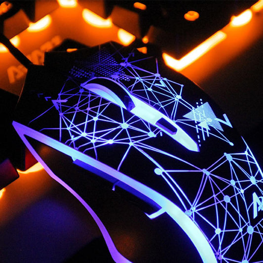 Gaming Mechanical Keyboard and Mouse Backlit 2400DPI For PC Blue Switches
