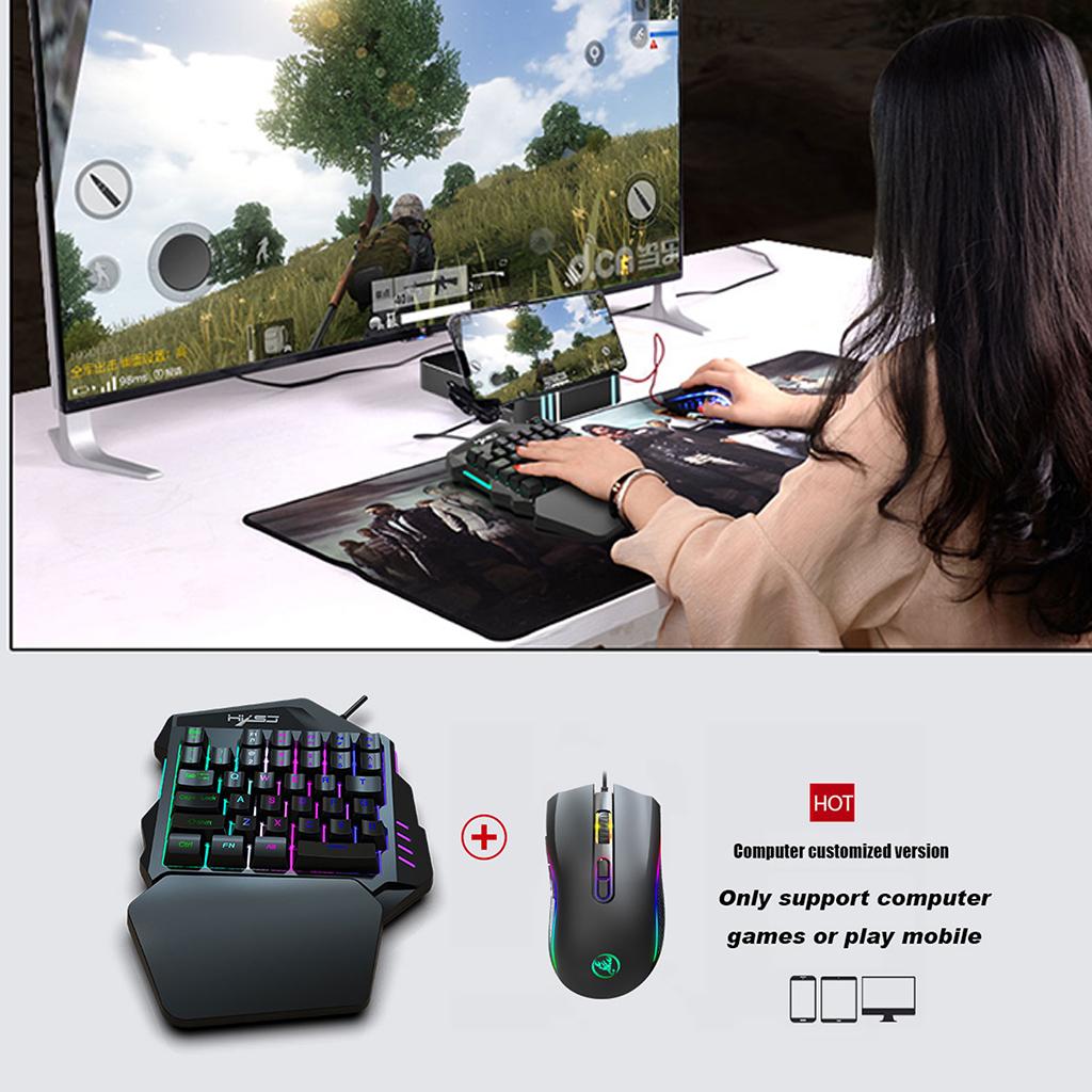 Mini One-Handed Gaming Keyboard Mouse Combo USB Wired Game 35 Keys Accessory V100+A869