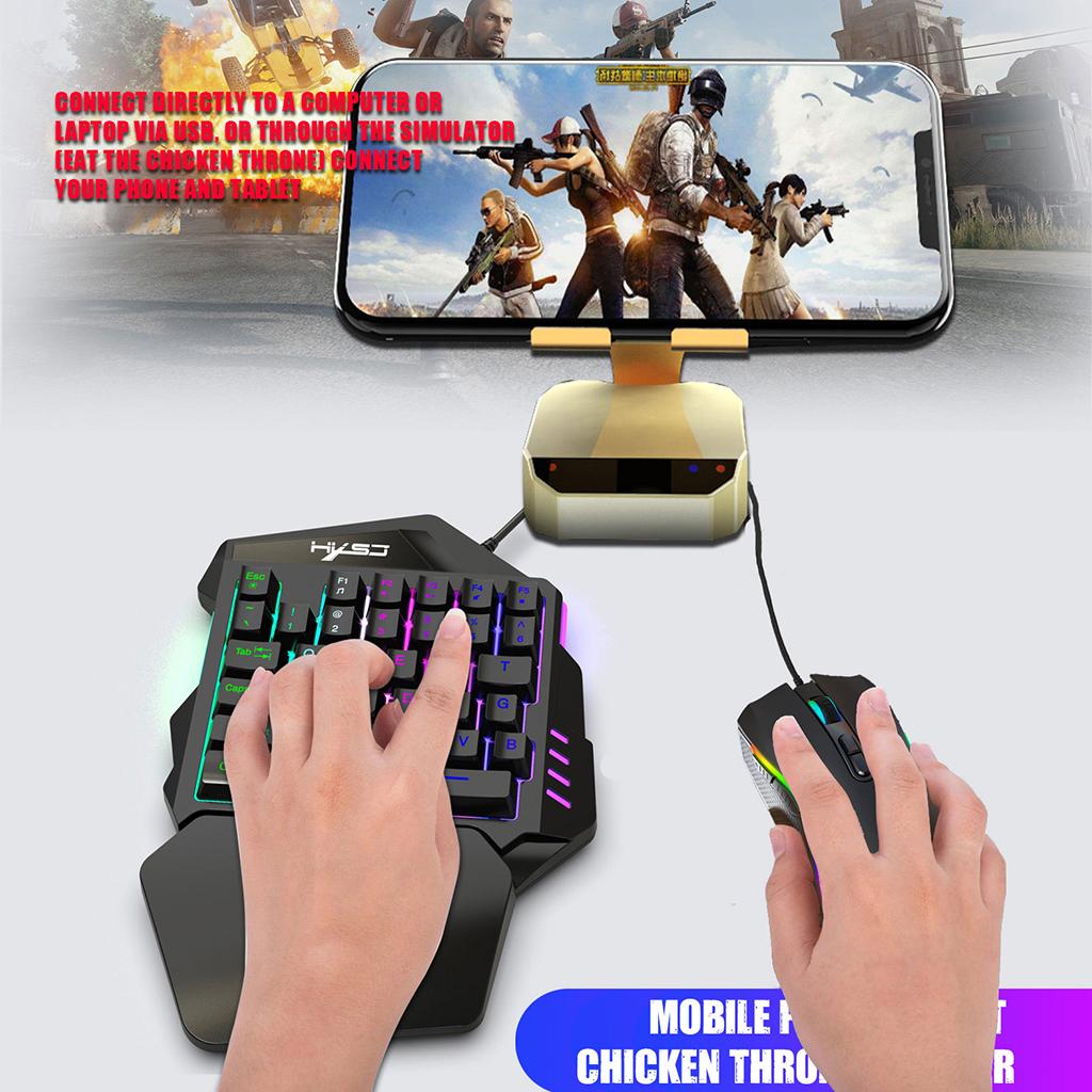 Mini One-Handed Gaming Keyboard Mouse Combo USB Wired Game 35 Keys Accessory V100+A869