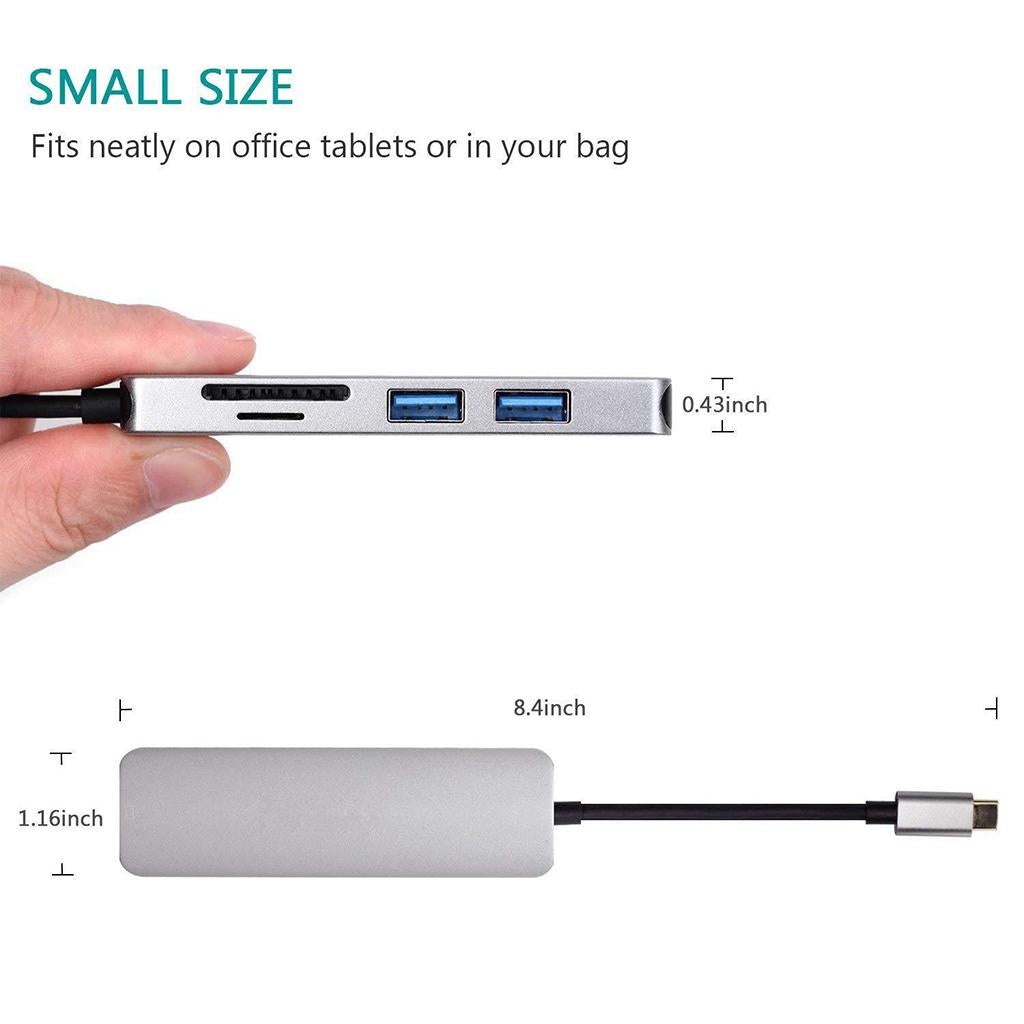 Type C USB 3.1 to HDMI USB 3.0 Adapter 5 in 1 Hub For Macbook Pro 2019/2018