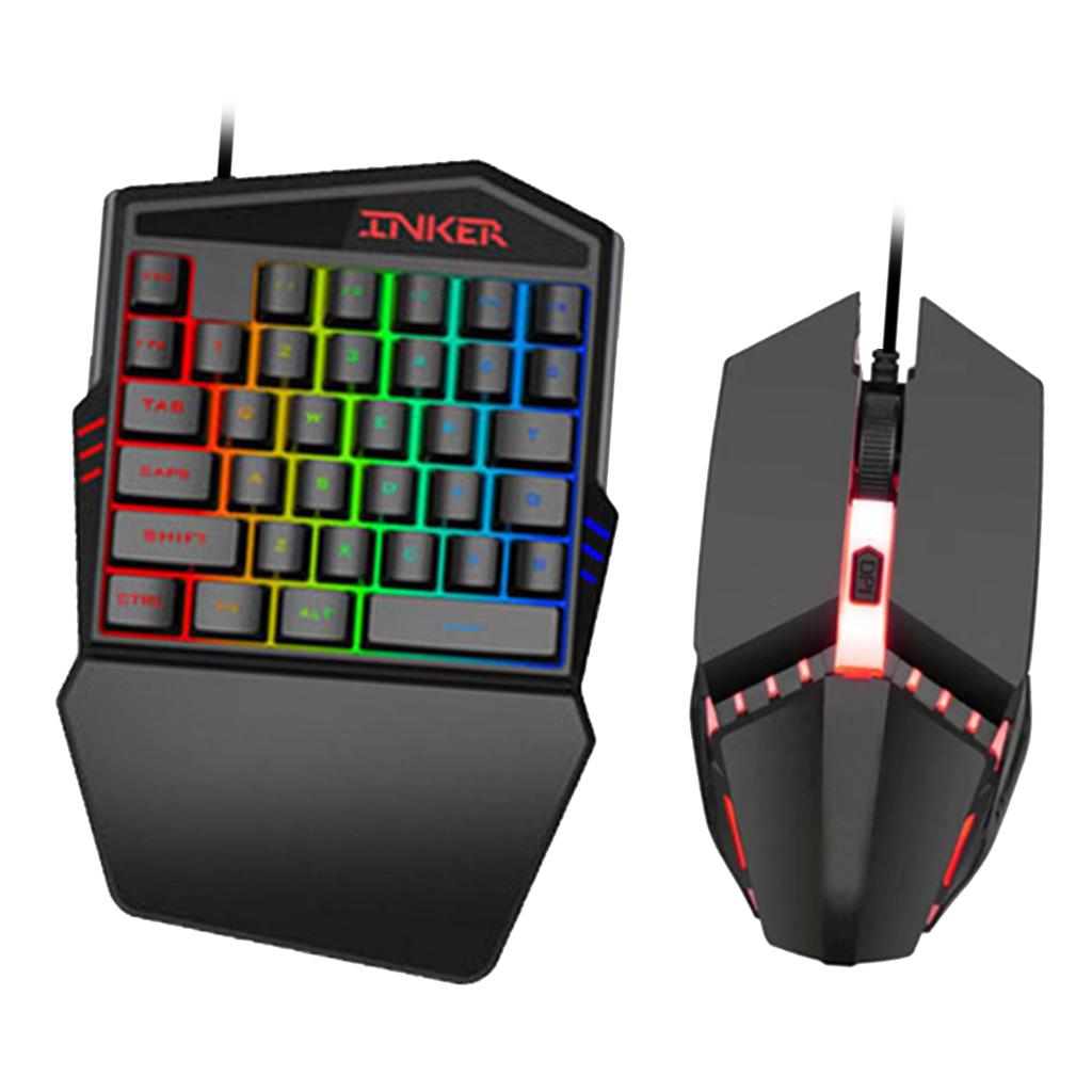 Backlight One Handed Gaming Keyboard Mouse Cooling Bracket Keyboard + Mouse