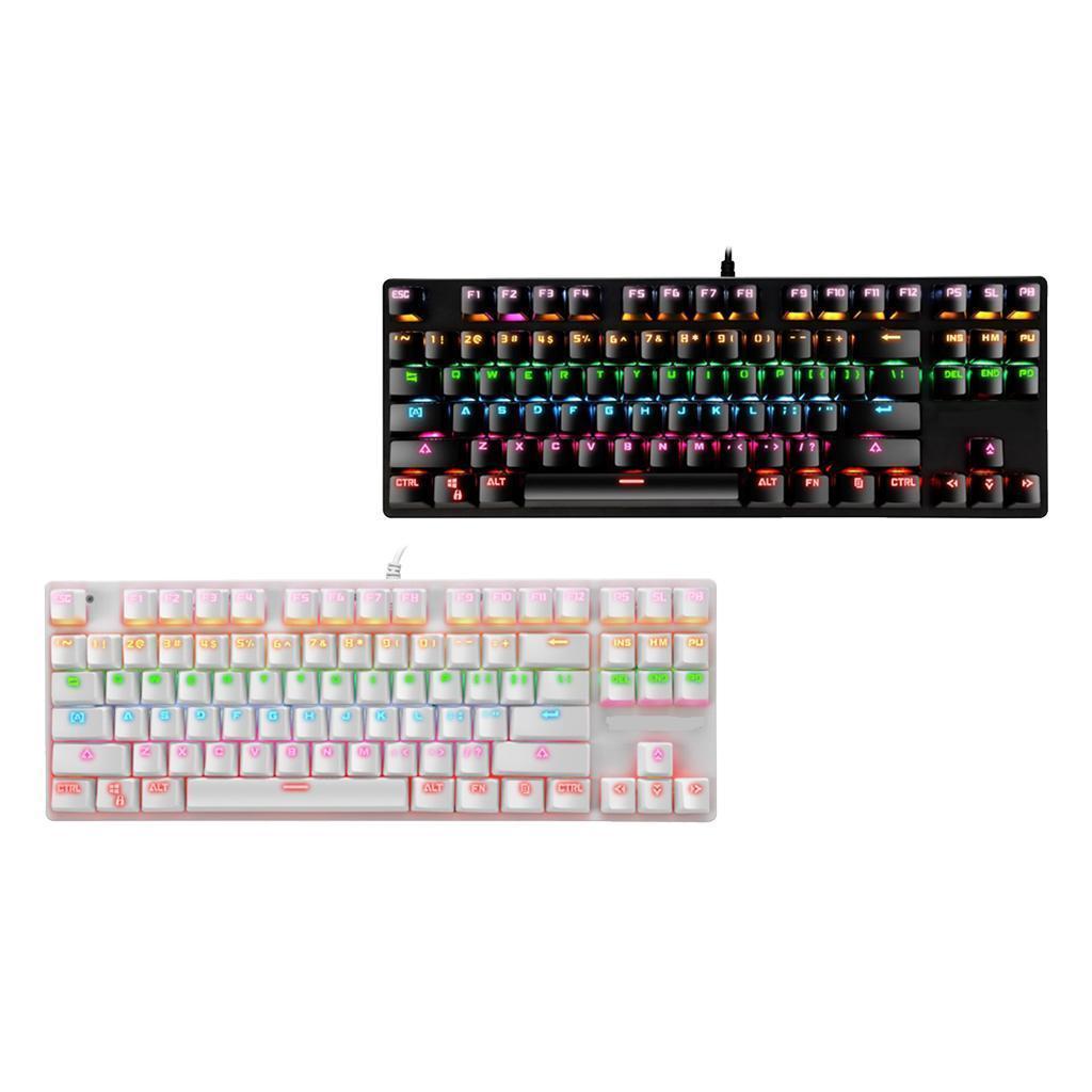 87 Keys Usb Wired Mechanical Keypad RGB Backlight Gaming PC Keyboard Black