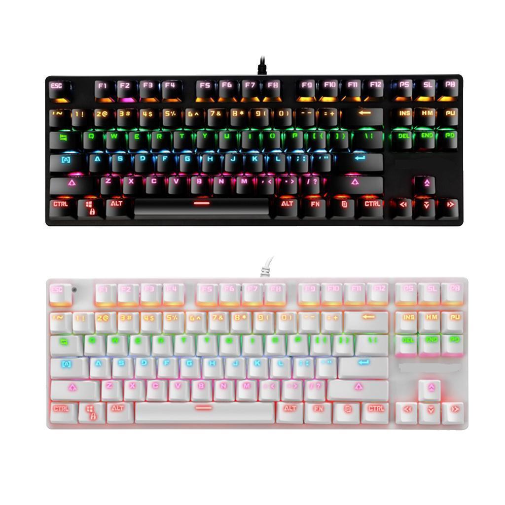 87 Keys Usb Wired Mechanical Keypad RGB Backlight Gaming PC Keyboard Black