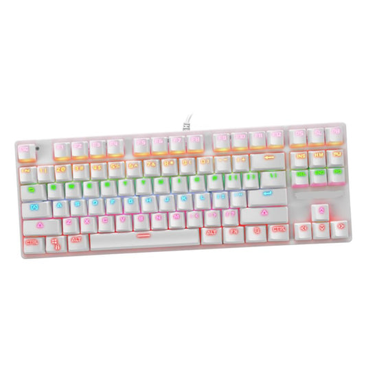 87 Keys Usb Wired Mechanical Keypad RGB Backlight Gaming PC Keyboard White