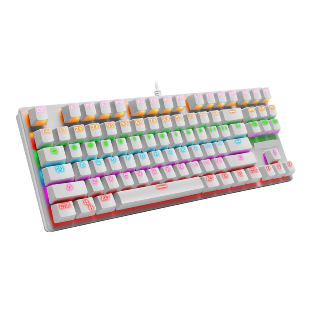 87 Keys Usb Wired Mechanical Keypad RGB Backlight Gaming PC Keyboard White