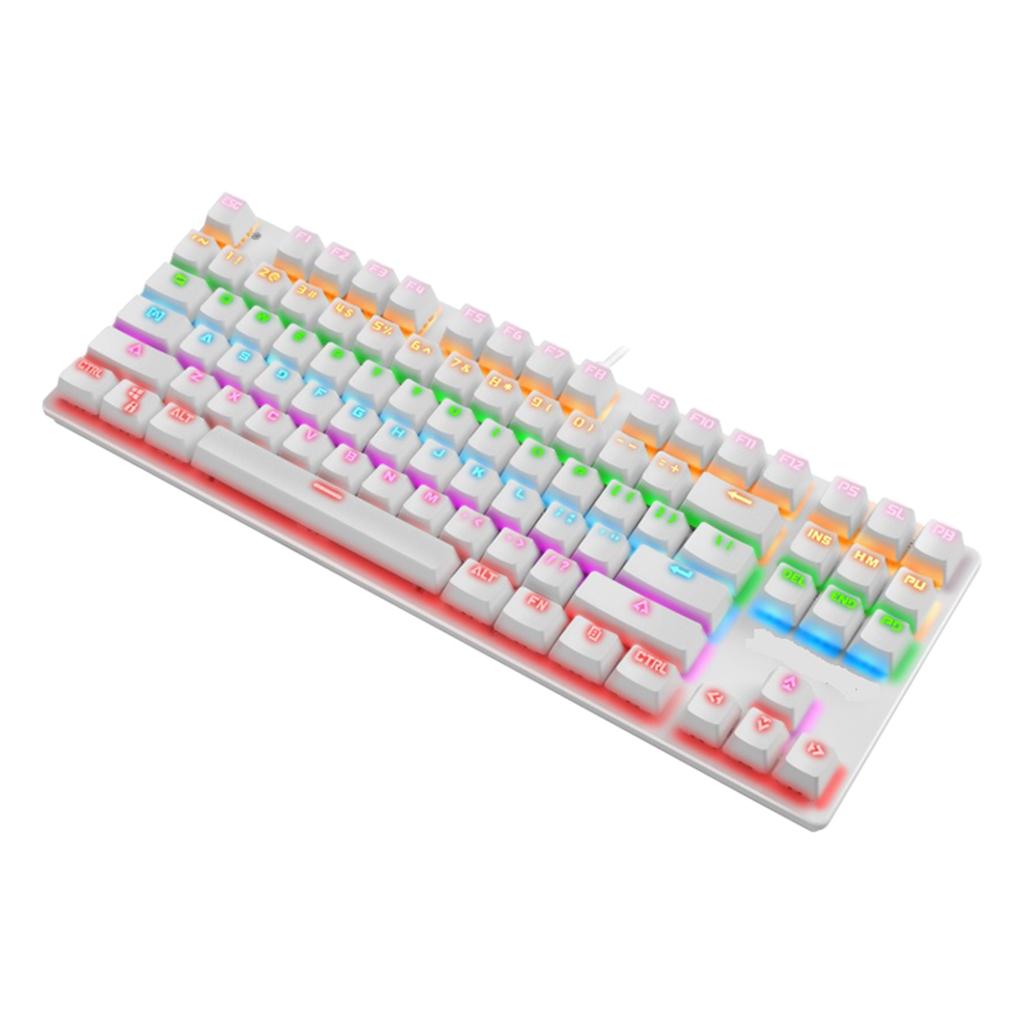 87 Keys Usb Wired Mechanical Keypad RGB Backlight Gaming PC Keyboard White