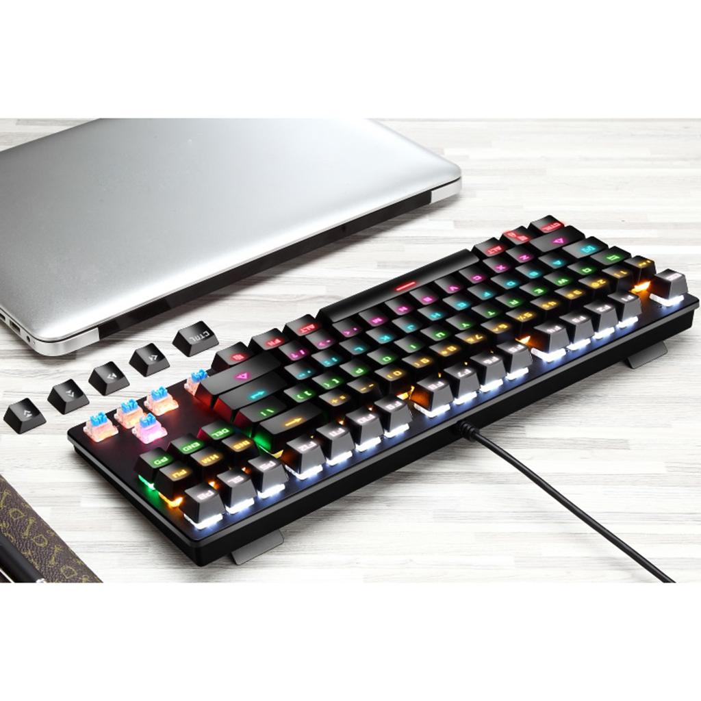 87 Keys Usb Wired Mechanical Keypad RGB Backlight Gaming PC Keyboard White