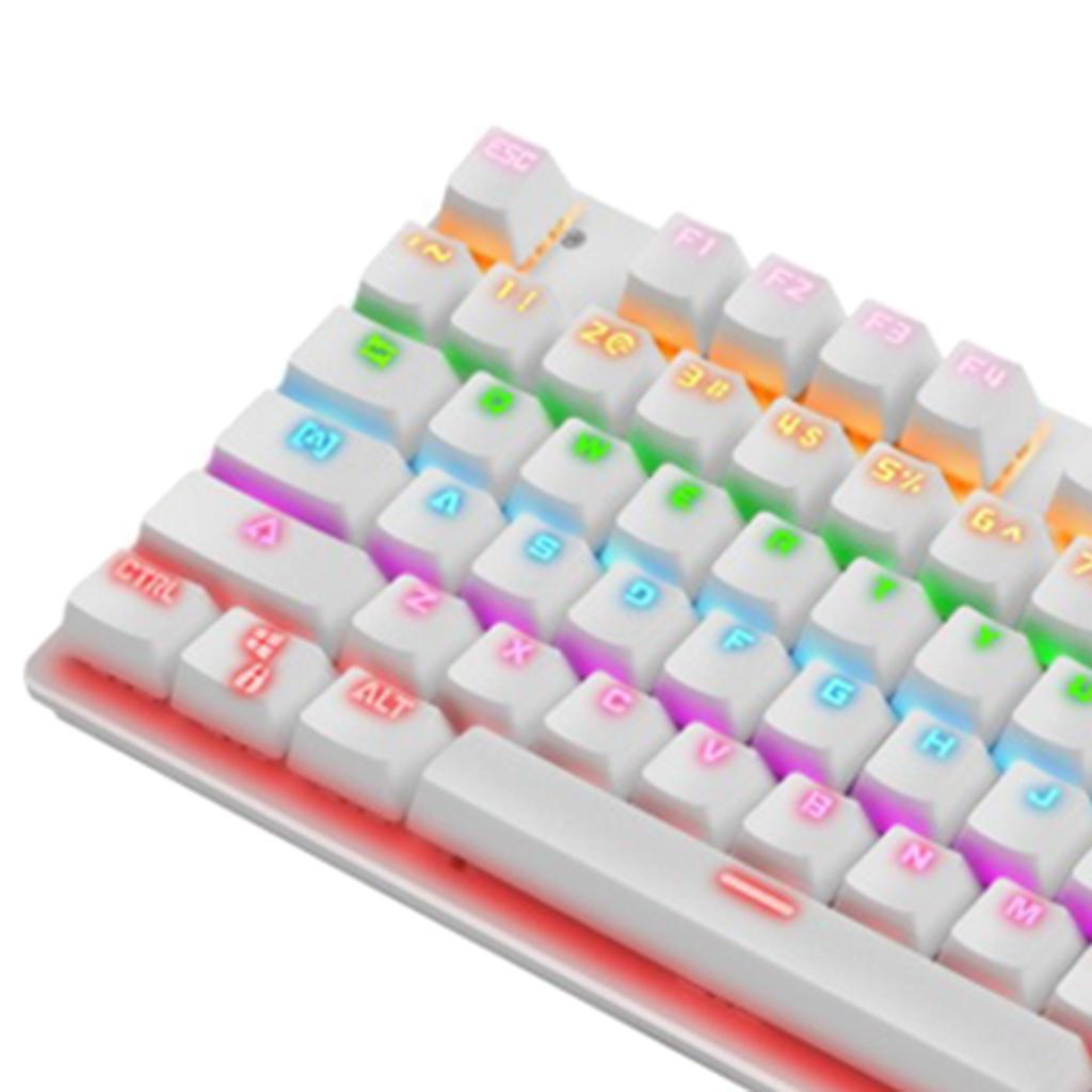 87 Keys Usb Wired Mechanical Keypad RGB Backlight Gaming PC Keyboard White
