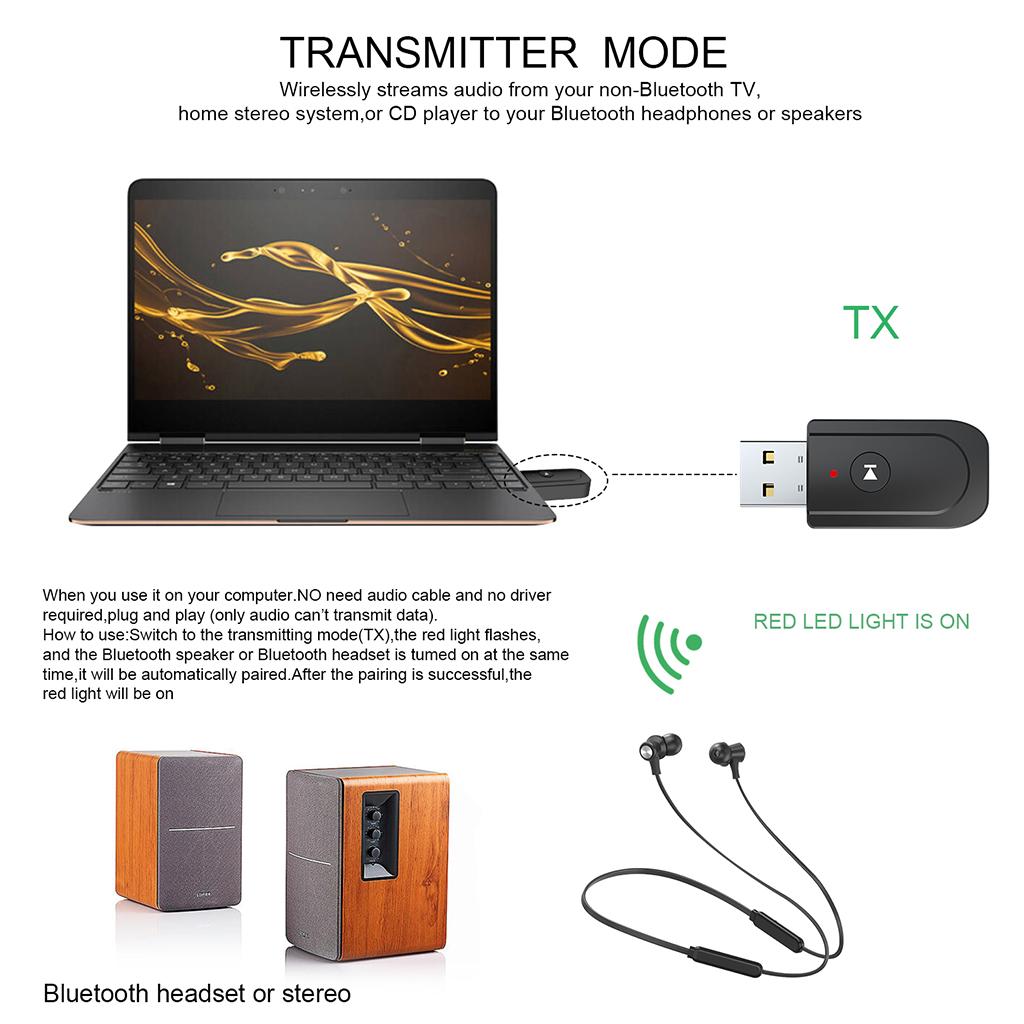 36 in 1 USB Bluetooth 5.0 Audio Transmitter Receiver Adapter for TV PC Car