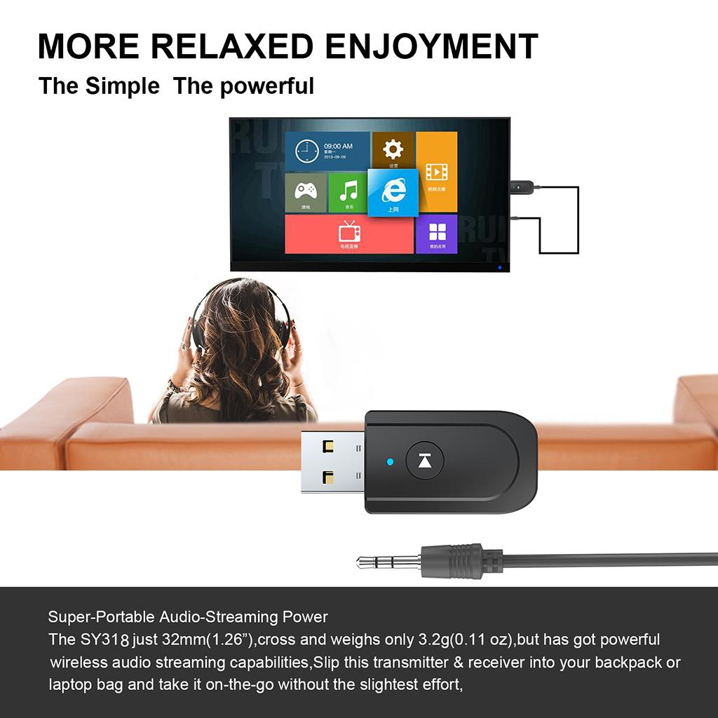 36 in 1 USB Bluetooth 5.0 Audio Transmitter Receiver Adapter for TV PC Car
