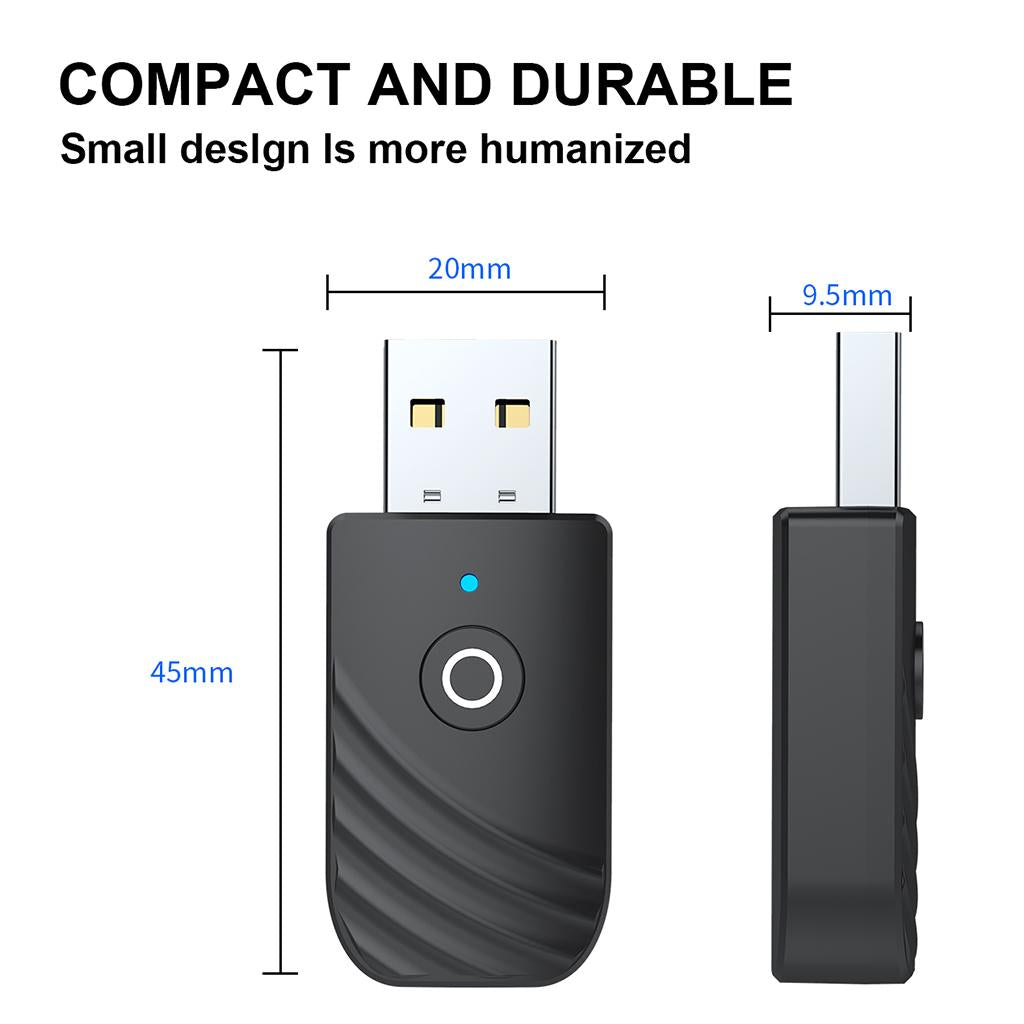 3 in 1 USB Bluetooth 5.0 Audio Transmitter Receiver Adapter for PC Car
