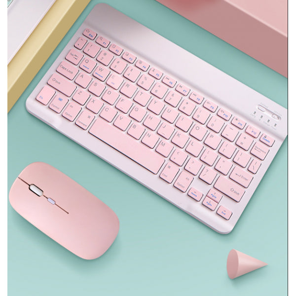 2.4GHz Bluetooth Keyboard Mouse Comb Set for iPad  10 inch pink