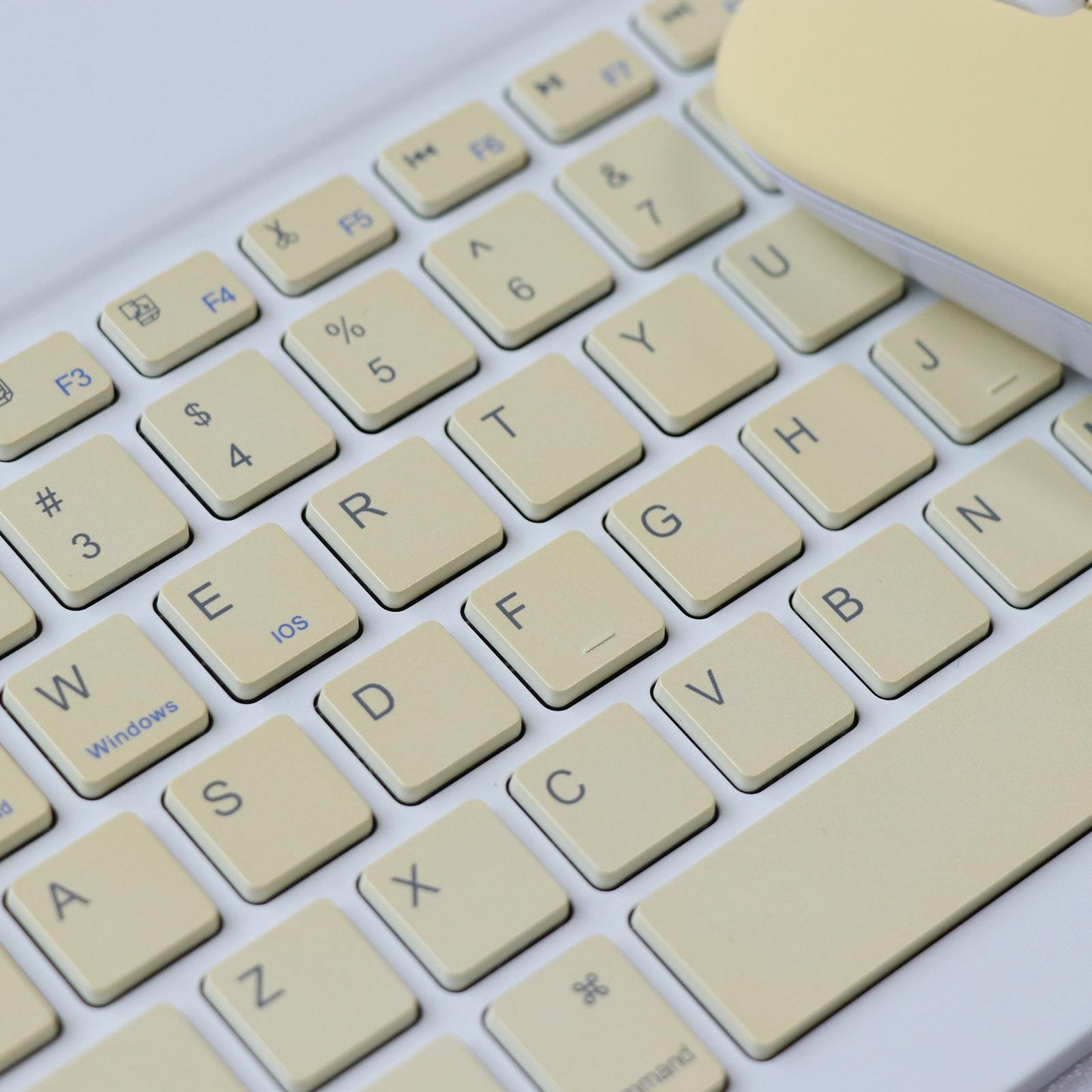2.4GHz Bluetooth Keyboard Mouse Comb Set for iPad  10 inch  yellow