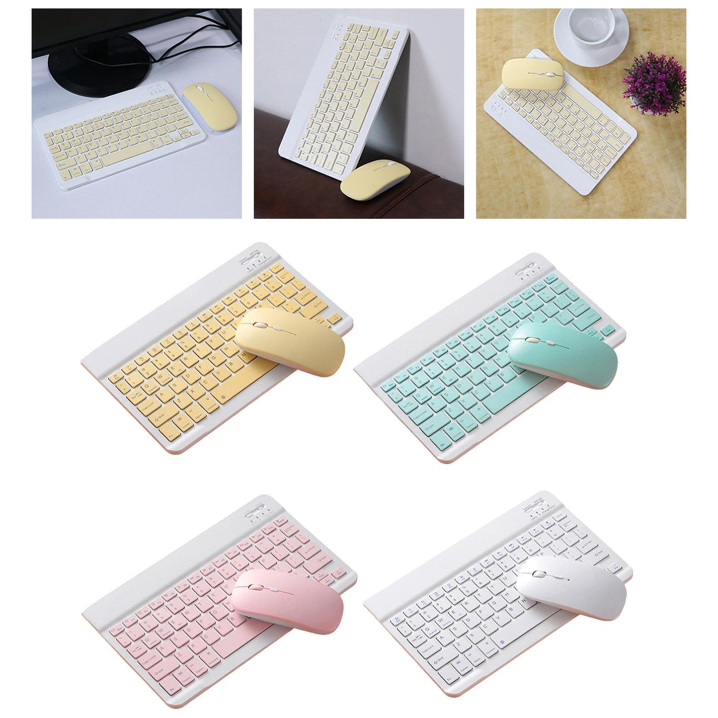 2.4GHz Bluetooth Keyboard Mouse Comb Set for iPad  10 inch  yellow