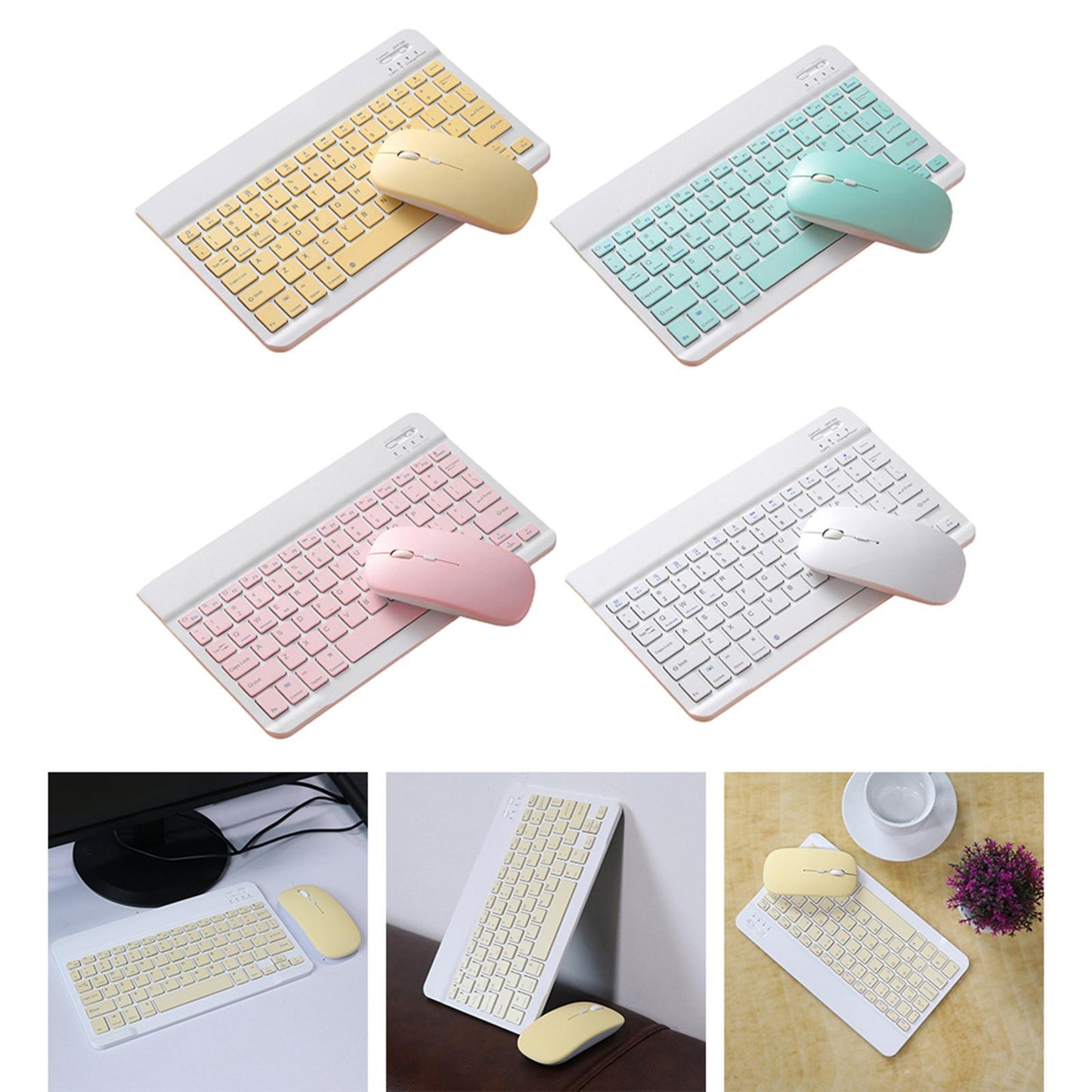 2.4GHz Bluetooth Keyboard Mouse Comb Set for iPad  10 inch  yellow