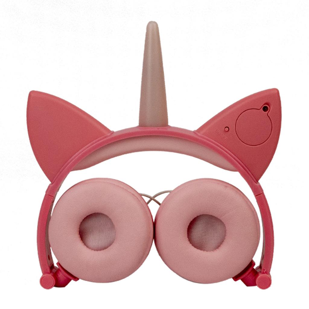Cat Ear Unicorn Kids Headphones LED Flashing Girls Headband pink  pink